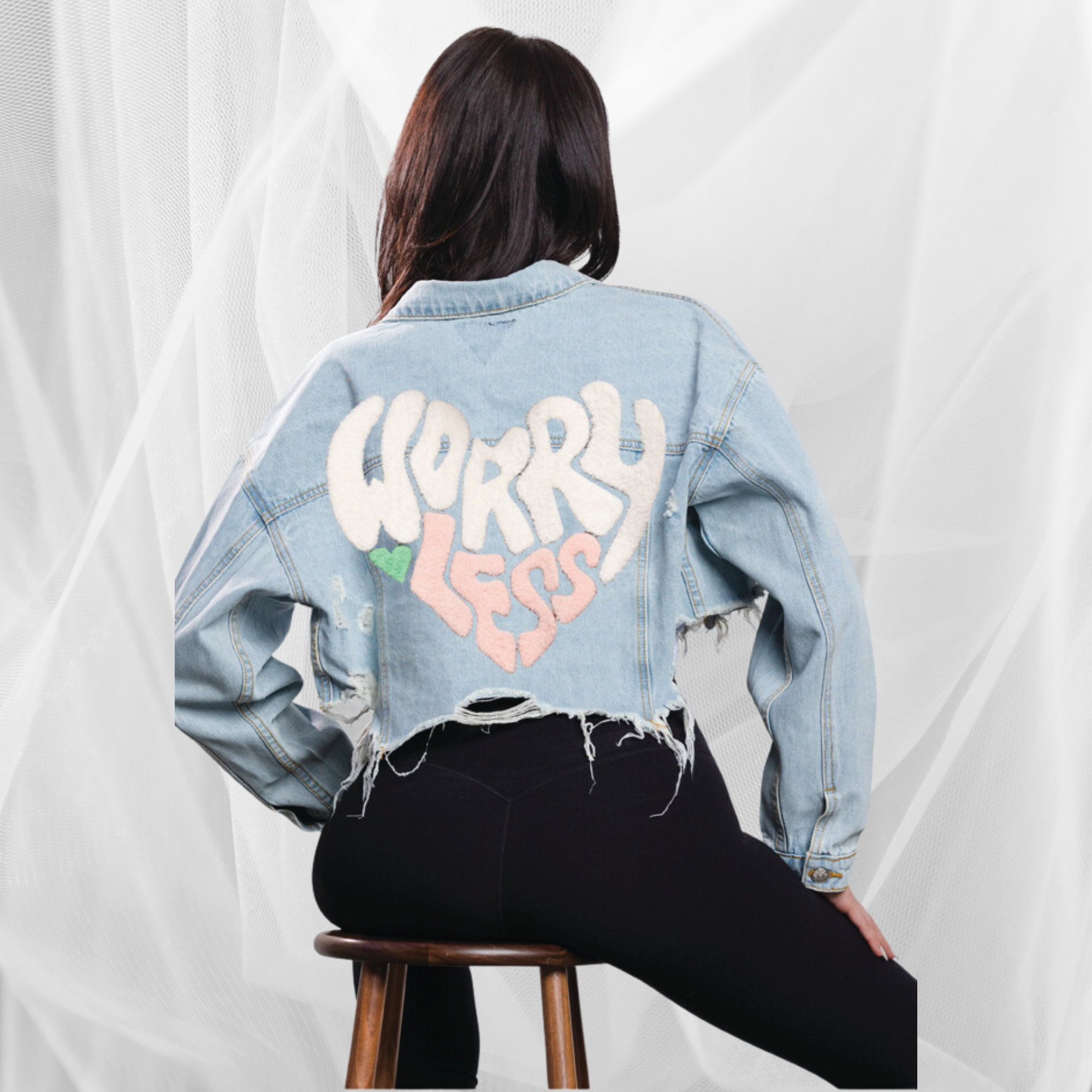 Worry Less Cropped Denim Jacket