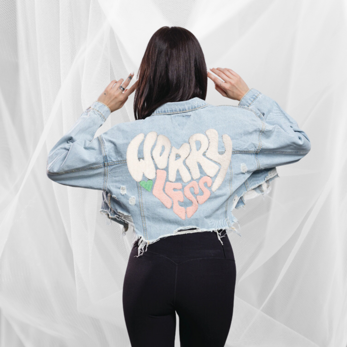 Worry Less Cropped Denim Jacket