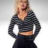 Cropped Sweet Striped Henley