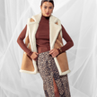 Luxe Sherpa-Lined Sleeveless Coat – Camel Brown