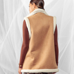 Luxe Sherpa-Lined Sleeveless Coat – Camel Brown