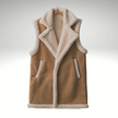 Luxe Sherpa-Lined Sleeveless Coat – Camel Brown